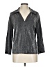 Sag Harbor Metallic Silver Long Sleeve Blouse Size 12 - photo 1