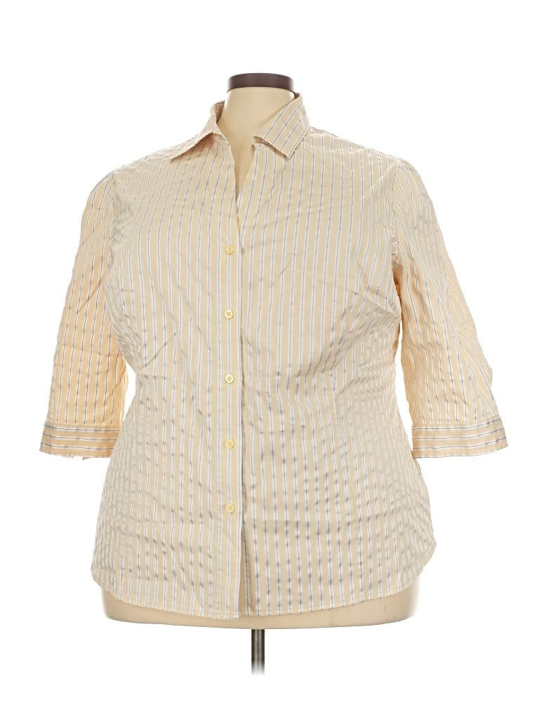 Pre-owned Worthington 3/4 Sleeve Button Down Shirt In Yellow