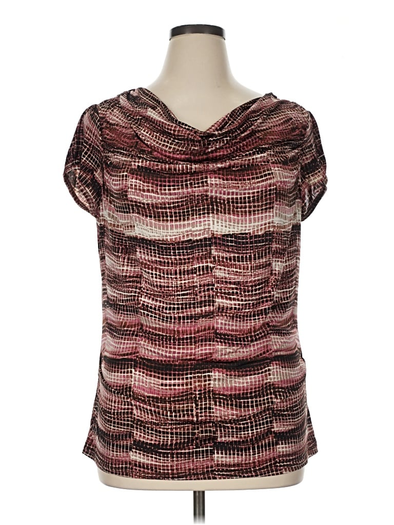 Pre-owned Worthington Short Sleeve Blouse In Burgundy