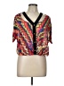 Gibson Latimer 100% Polyester Color Block Red Short Sleeve Blouse Size L - photo 1
