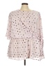 Lane Bryant 100% Polyester Polka Dots Pink Short Sleeve Blouse Size 26 - photo 1