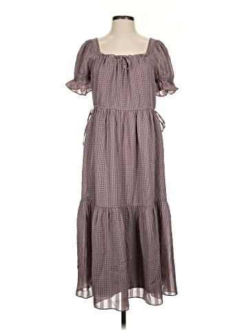 Madewell Square-Neck Tiered Midi Dress in Textured Seersucker (view 1)