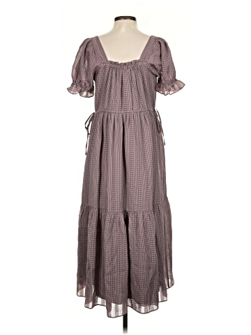 Madewell Square-Neck Tiered Midi Dress in Textured Seersucker (view 2)