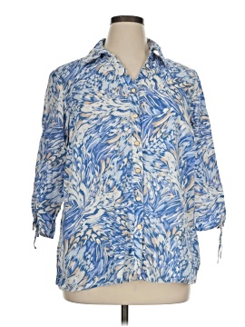 Jm Collection 3/4 Sleeve Button Down Shirt
