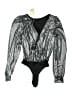 Good Luck Gem Metallic Silver Bodysuit Size S - photo 2