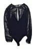 Express 100% Polyester Black Blue Bodysuit Size M - photo 2