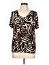 Nine West Animal Print Brown Short Sleeve Blouse Size L - photo 1