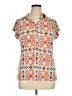 Charter Club Print Orange Short Sleeve Blouse Size XL - photo 1