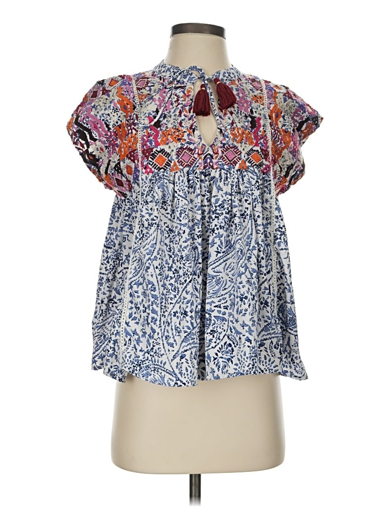 Pre-owned Thml Short Sleeve Blouse In Blue