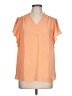 Counterparts 100% Polyester Orange Short Sleeve Blouse Size L - photo 1