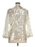 Zara 100% Polyester Silver 3/4 Sleeve Blouse Size XL - photo 2