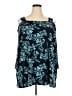 Woman Within Floral Teal 3/4 Sleeve Top Size 26 (2X) - photo 1