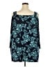 Woman Within Floral Teal 3/4 Sleeve Top Size 26 (2X) - photo 2