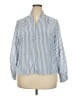 Unbranded 100% Polyester Stripes Blue 3/4 Sleeve Blouse Size XXL - photo 1