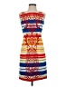 Tabitha 100% Cotton Graphic Stripes Multi Color Blue Casual Dress Size 2 - photo 1