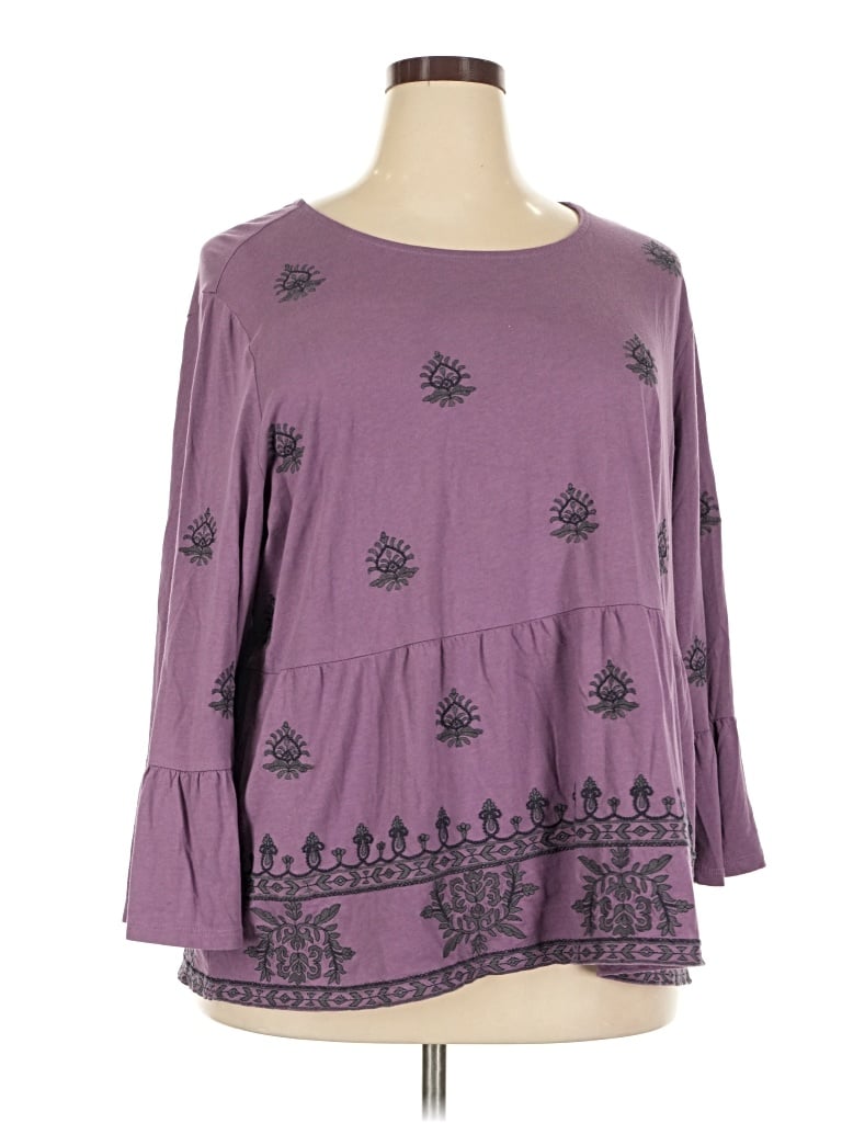 Pre-owned Purejill Long Sleeve Blouse In Purple