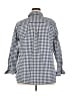 Talbots 100% Cotton Checkered-gingham Blue Long Sleeve Button-Down Shirt Size 2X - photo 2