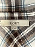 Ann Taylor LOFT 100% Cotton Plaid Silver 3/4 Sleeve Button-Down Shirt Size L - photo 7