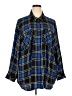 Sanctuary 100% Rayon Plaid Blue Long Sleeve Button-Down Shirt Size 3X - photo 1