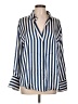 Zara 100% Polyester Stripes Blue Long Sleeve Blouse Size L - photo 1
