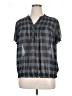 a.n.a. A New Approach 100% Polyester Plaid Gray Short Sleeve Blouse Size 1X - photo 1