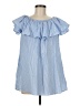 Zara 100% Baumwolle Blue Short Sleeve Blouse Size M - photo 1