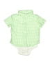 First Impressions Checkered-gingham Green Short Sleeve Onesie 9-12 MO / 12 MO - photo 1