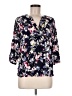 Rose & Thyme 100% Rayon Floral Black 3/4 Sleeve Blouse Size M - photo 1