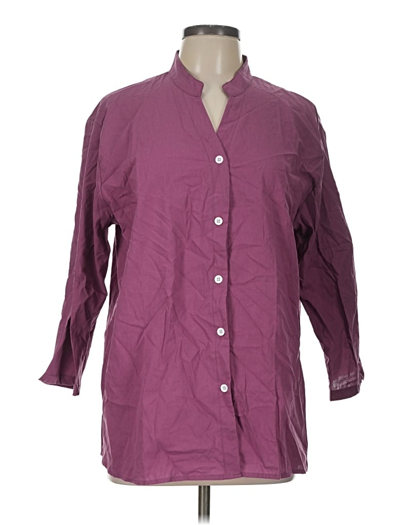Pre-owned Unbranded 3/4 Sleeve Button Down Shirt In Purple