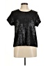 Splendid Metallic Black Short Sleeve Blouse Size M - photo 1