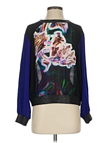 Milly Long Sleeve Silk Top (view 1)