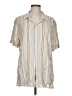 Express Stripes Tan Short Sleeve Button-Down Shirt Size L - photo 1