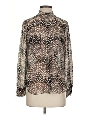 BCBGMAXAZRIA Long Sleeve Silk Top (view 1)