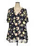 ModCloth 100% Polyester Blue Short Sleeve Blouse Size 2X - photo 1