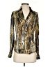 Cache Metallic Gold Long Sleeve Silk Top Size S - photo 1