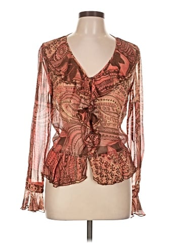 INC International Concepts Long Sleeve Silk Top (view 1)