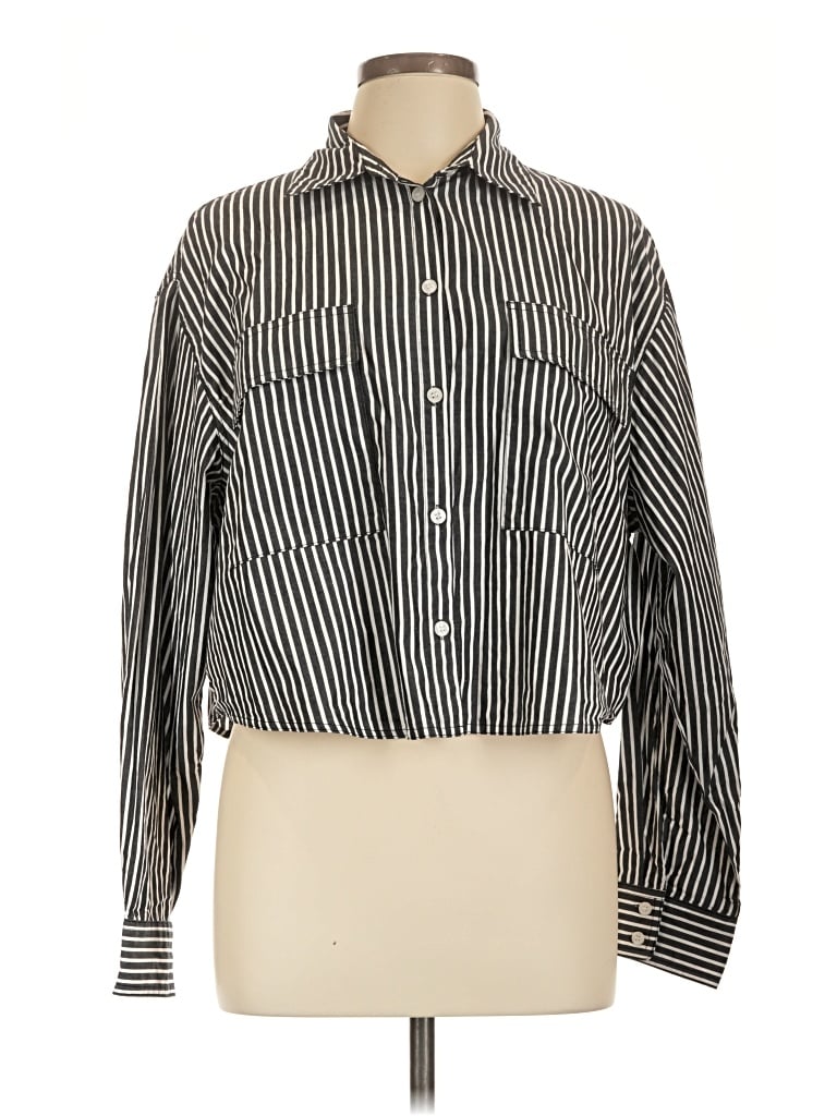 Pre-owned Whiteroom+cactus Long Sleeve Blouse In Black