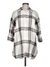 Ann Taylor LOFT 100% Cotton Plaid Silver 3/4 Sleeve Button-Down Shirt Size L - photo 1