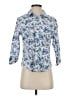 Talbots 100% Cotton Floral Blue 3/4 Sleeve Button-Down Shirt Size S - photo 1