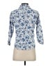 Talbots 100% Cotton Floral Blue 3/4 Sleeve Button-Down Shirt Size S - photo 2