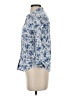Talbots 100% Cotton Floral Blue 3/4 Sleeve Button-Down Shirt Size S - photo 5