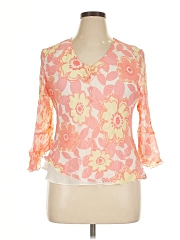 Bob Mackie 3/4 Sleeve Silk Top (view 1)