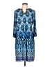 Chico's 100% Polyester Print Blue Casual Dress Size Lg (2) - photo 1