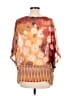 Da-Nang 100% Silk Print Orange 3/4 Sleeve Silk Top Size M - photo 2