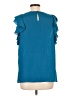 T Tahari 100% Polyester Teal Short Sleeve Blouse Size L - photo 2