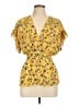 Max Studio 100% Polyester Yellow Short Sleeve Blouse Size L - photo 1