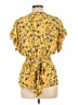 Max Studio 100% Polyester Yellow Short Sleeve Blouse Size L - photo 2