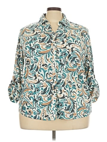 Cato 3/4 Sleeve Button-Down Shirt (view 1)