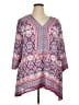 Rose + Olive 100% Polyester Purple 3/4 Sleeve Blouse Size 1X - photo 1
