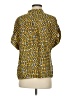 CAbi 100% Silk Print Yellow Short Sleeve Silk Top Size S - photo 2